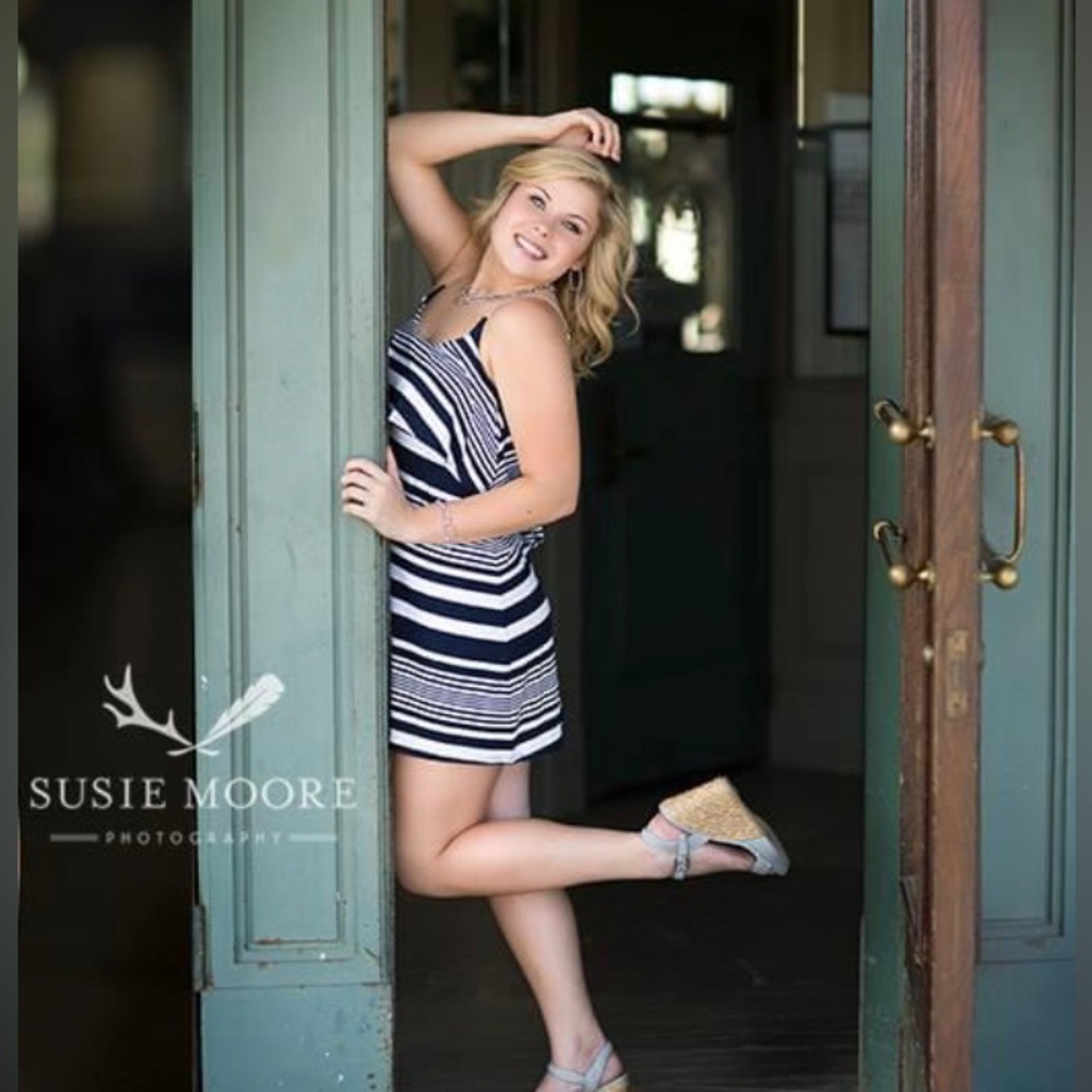 Navy & White Striped Dress